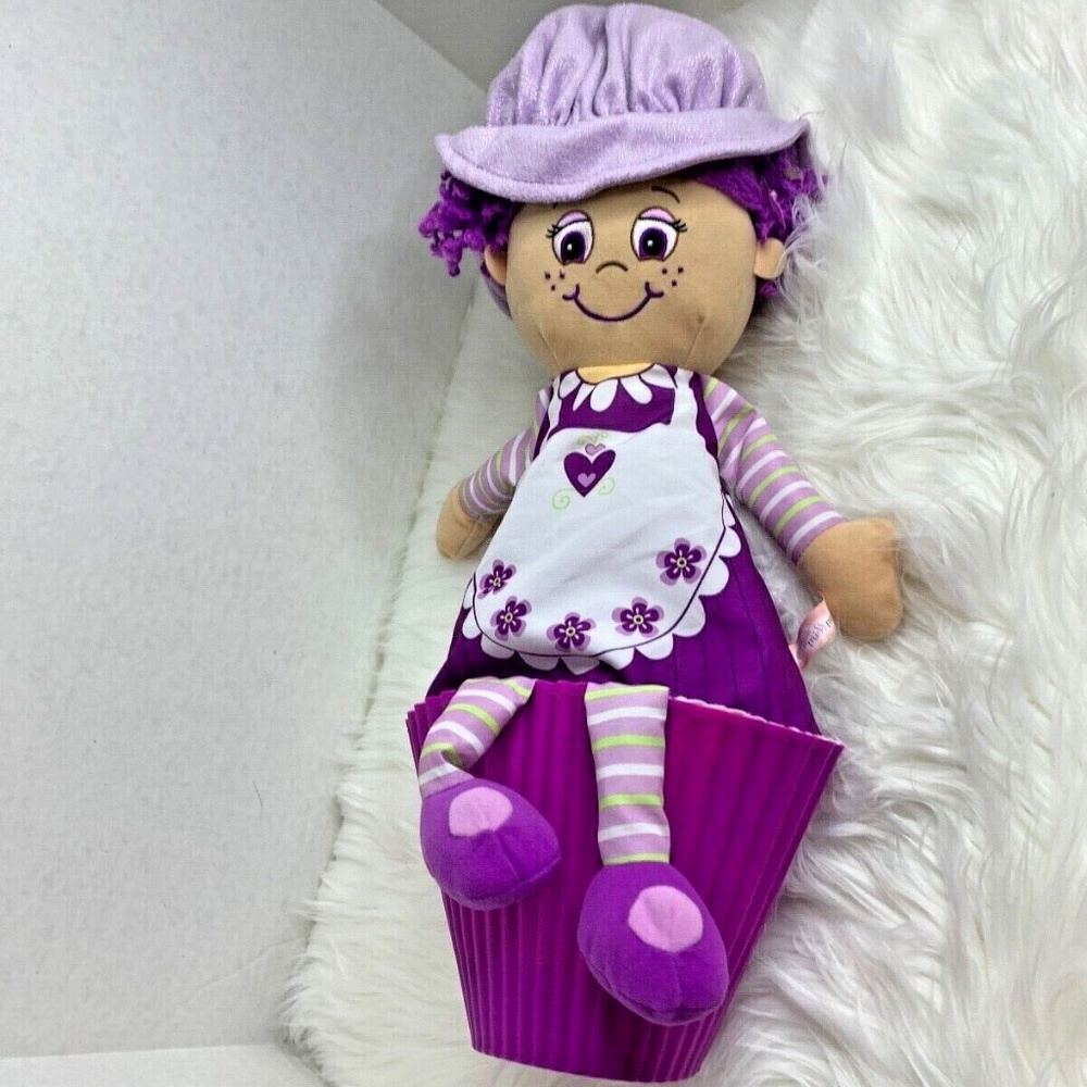 Little Miss Muffin 2011 Purple Cupcake Doll Folds Up 20 in Tall Unfolded Plush S